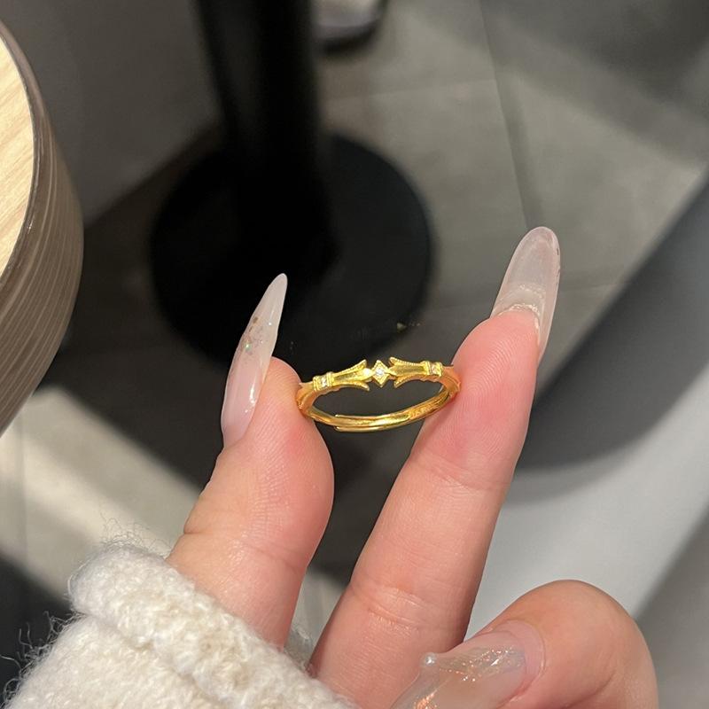 Unique Design Fashion Sense Simple Stacking Style Rings Geometric Diamond Inlay Rings for Women Fine Jewelry