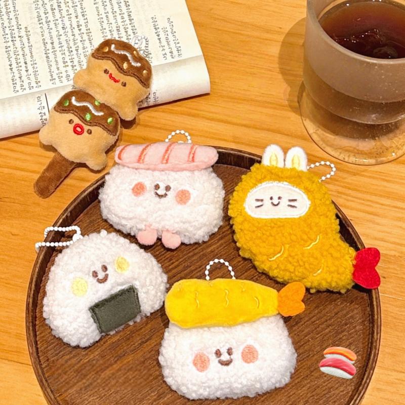 Cute Plush Delicious Food Keychain Sushi Hanging Ornaments Backpack Pendant Decoration Accessories Creative Doll Keyring Gift