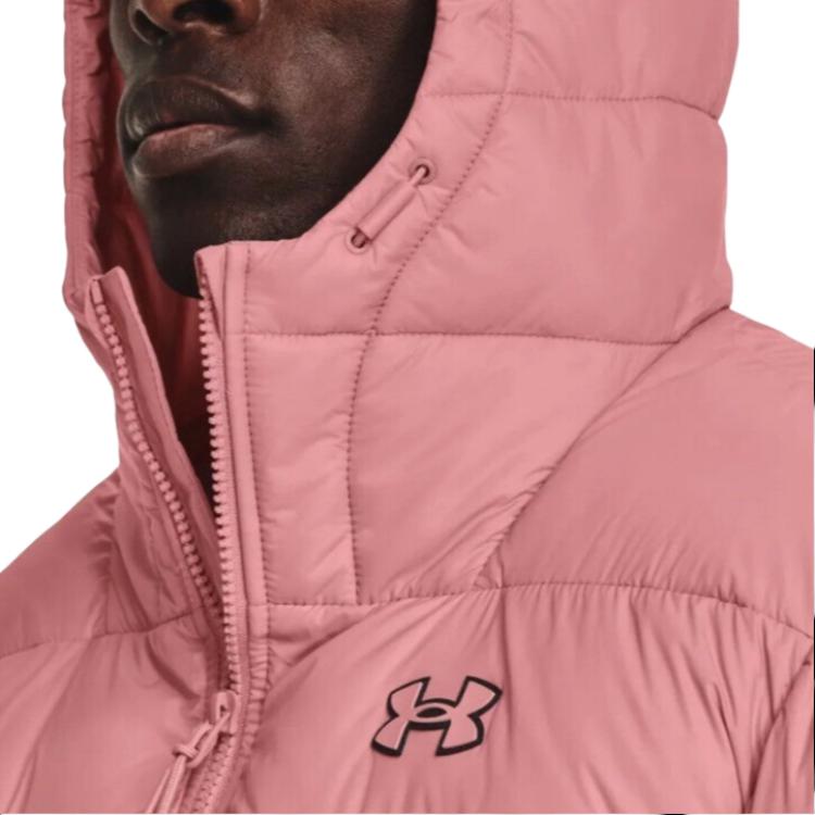 Under Armour Solid Color Casual Waterproof Warm Mid-Length Hooded Coat Men Coats Clay-Pink 1364902-663