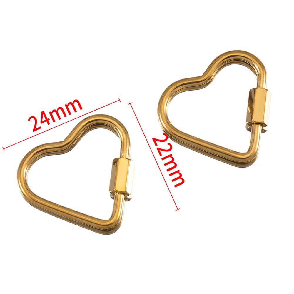 5pcs Stainless Steel D Oval Heart Shape Locking Carabiner Screw Clip Link Hook For DIY Keychain Holder Necklace Jewelry Making