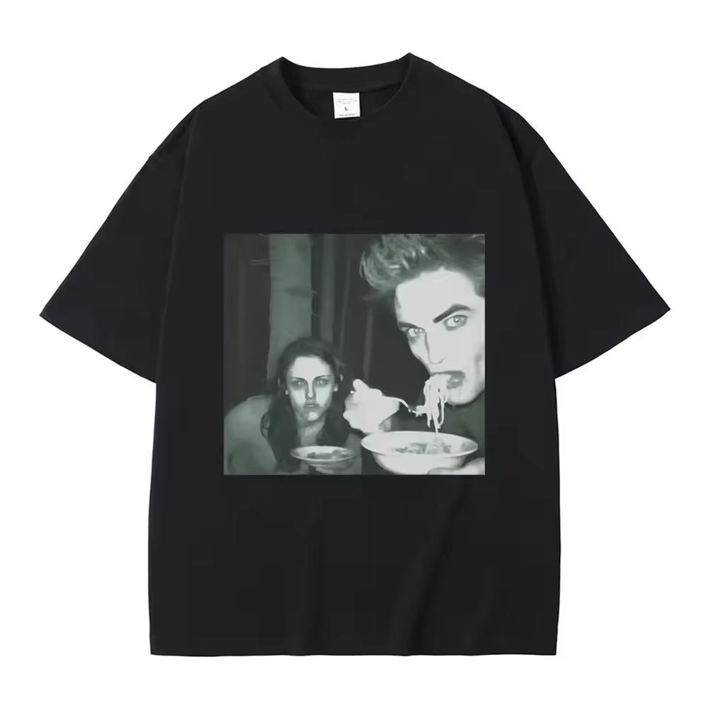 Movie Collection Twilight Bella and Edward Cullen Haikyuu Men's and Women's Short Sleeve Crew Neck Print Pullover T-Shirt