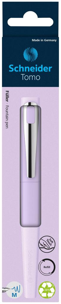 Schneider Fountain Pen TOMO M Medium Nib 1 Dual Use Cartridge/Converter (Lavender, Blue)