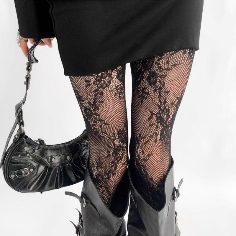 Chic Tattoo Lace Fishnet Stockings - Sexy Mesh Tights for Nightclubs
