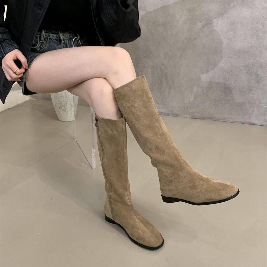 Botas longas sapatos femininos 2026 Primavera e Outono novo estilo simples e versátil botas de cavaleiro botas longas botas de cano alto