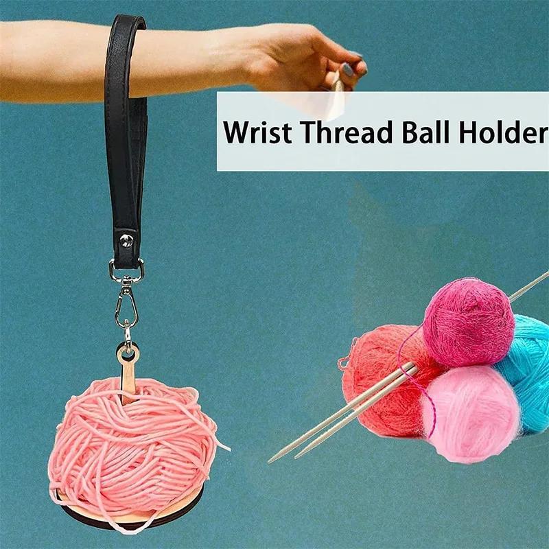 1pc Portable Wooden Yarn Holder with Wrist Charm for Outdoor Use Foldable Yarn Holder Easy Storage DIY Knitting Crochet Tool