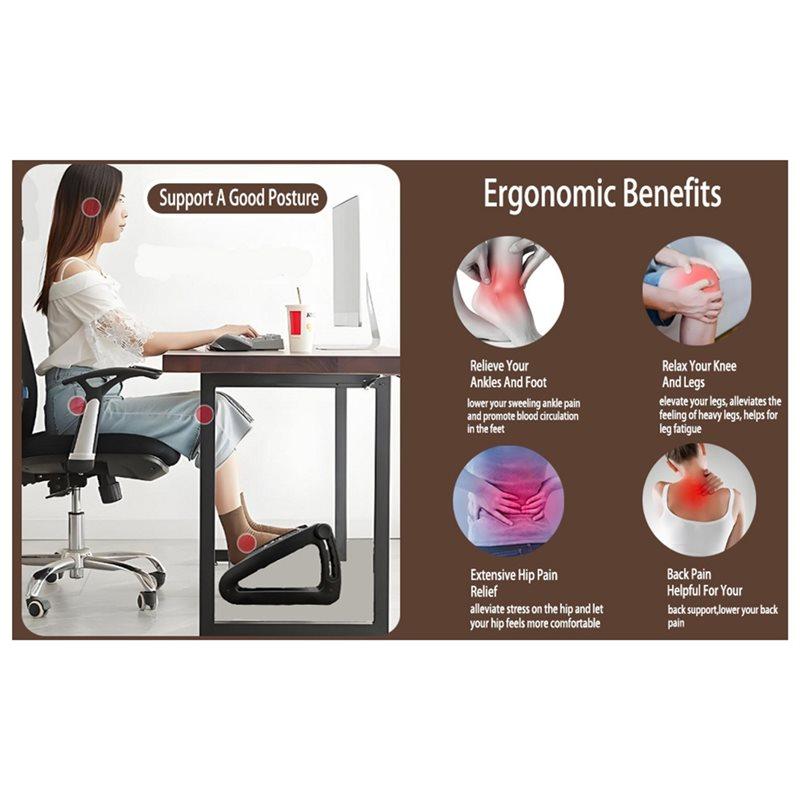 A25F-Ergonomic Foot Rest For Desk Under, Adjustable Small Portable Foot Stool Massager Foot Hammock Accessories For Work