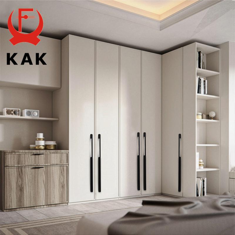 KAK Black Cabinet Handles Solid Aluminum Alloy American Style Kitchen Cupboard Pulls Drawer Knobs Furniture Handle Hardware