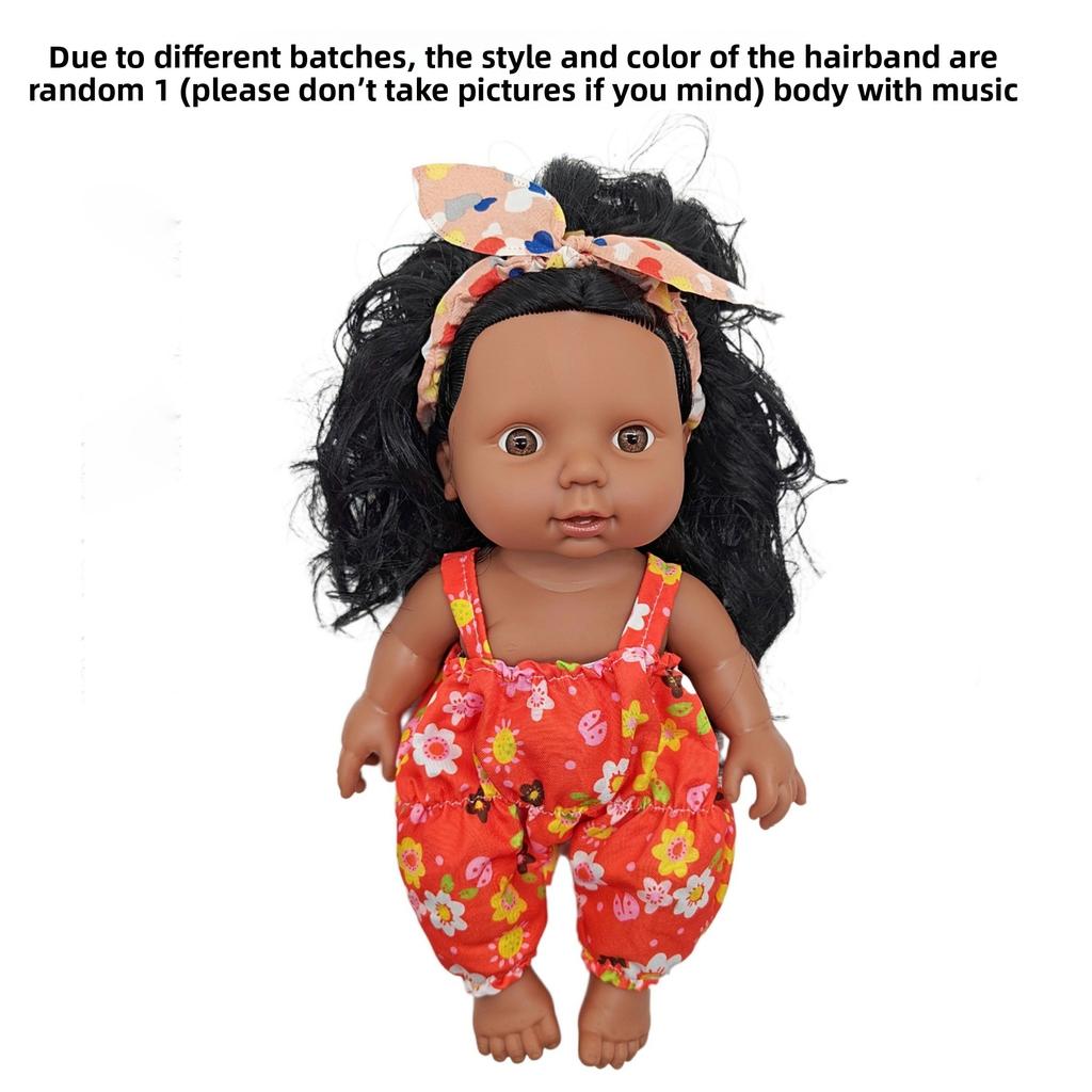 18-47CM Black Doll Full Body Vinyl Reborn Doll Soft Glue Simulation Baby African Doll Music Doll