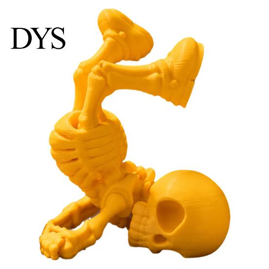 PLA Plastic Skeleton Break Dancing Figurine, 3D Printed Posable Articulated Skull Statue, Unique Desk Accessories Funny Handstand Decor, Novelty