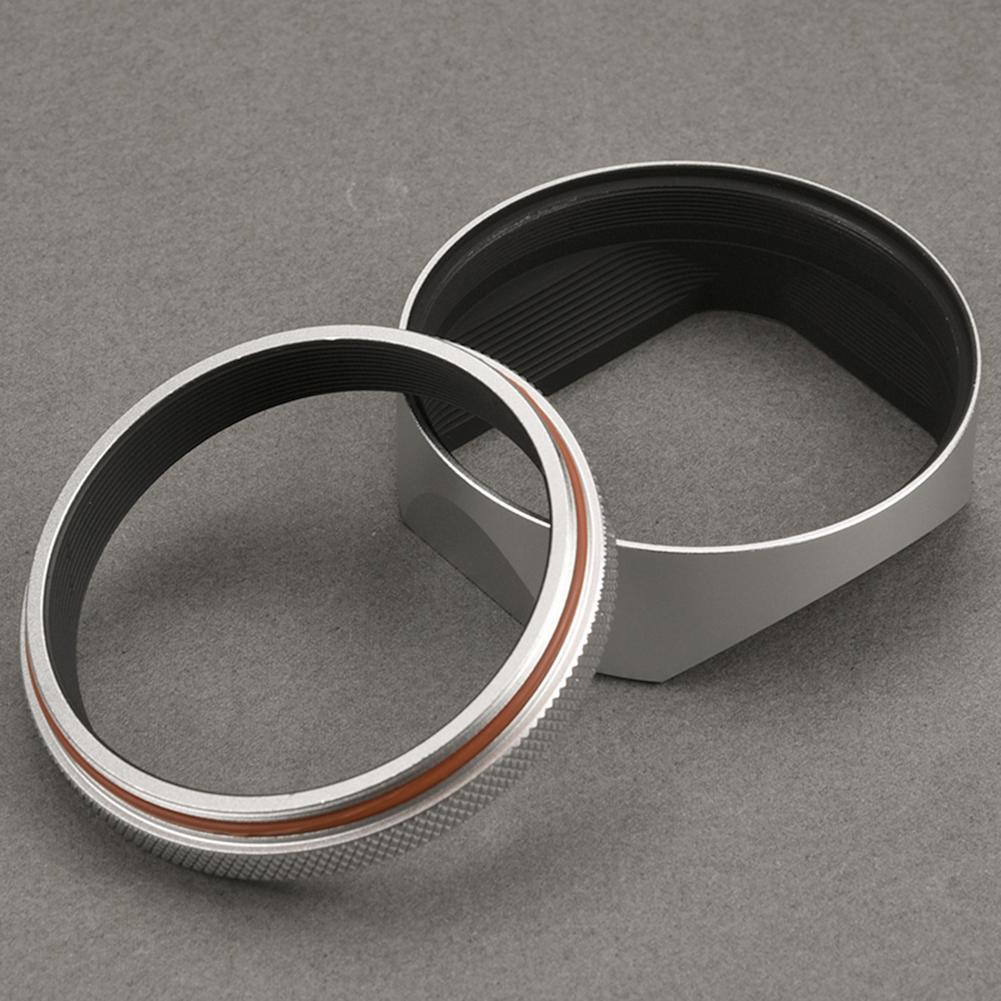 Aluminum Alloy Square Metal Lens Hood Shade Silver Bayonet Square Metal Lens Hood for Fujifilm Fuji X100VI X100V Camera