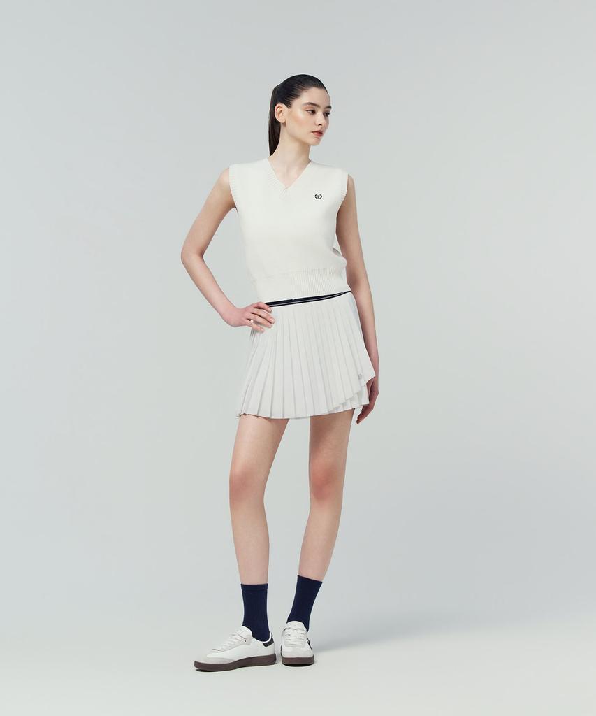 SERGIO TACCHINI W Flying Asymmetrical Pleated Skirt (White)