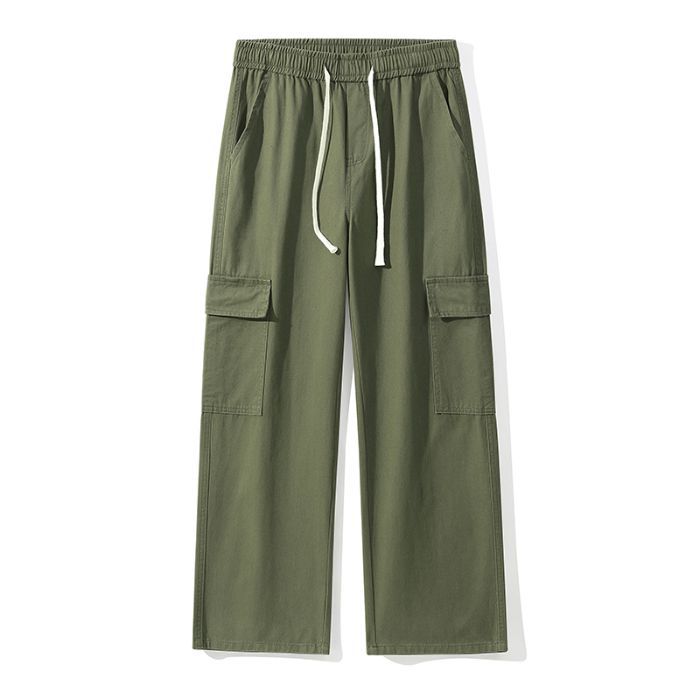 Mingge | Spring new big pocket overalls men's solid color simple and versatile loose straight casual pants