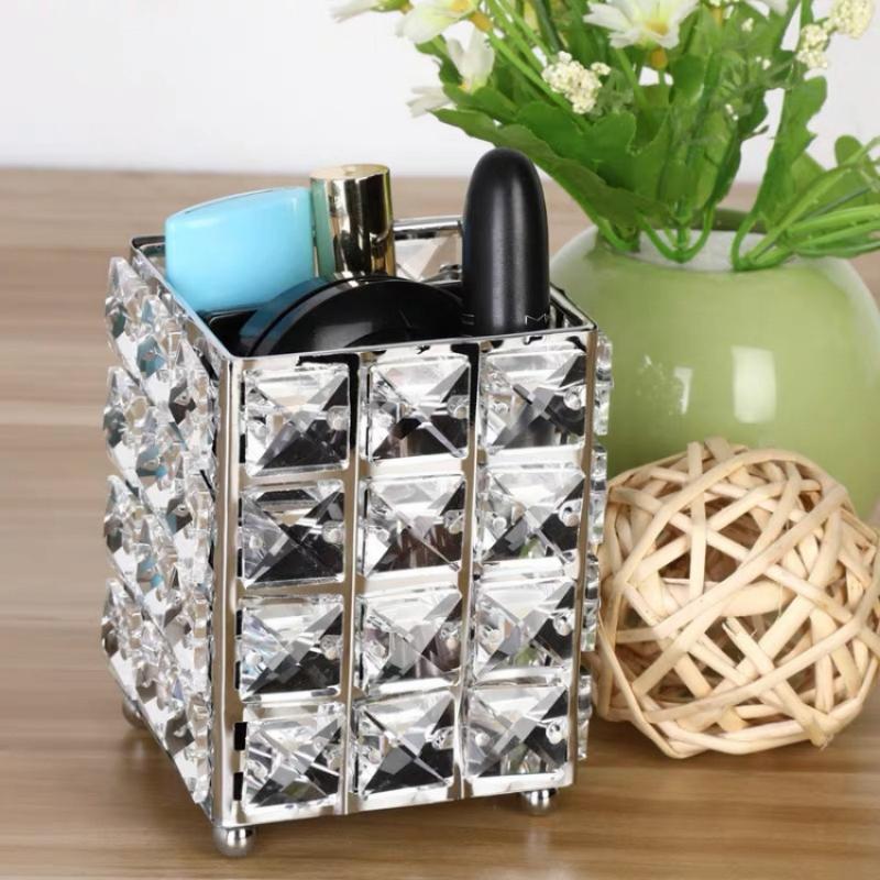 Crystal Pencil Holder Office Organizer Metal Square Storage Boxes & Bins for Dining & Living Room Decor  Storage