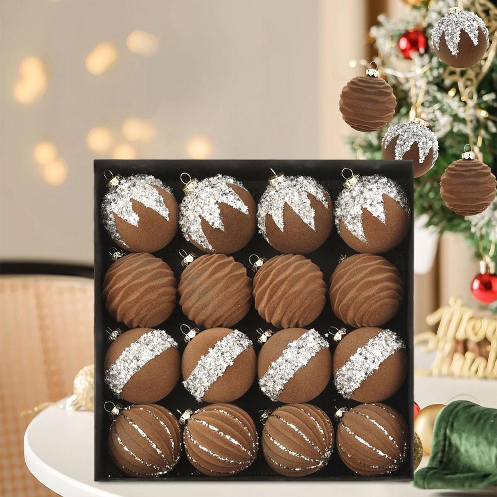 16 Pieces Velvet Christmas Balls,Sturdy,Elegant,Decorative,Hanging Christmas Tree Decor,for Festivals Wedding Party Xmas Tree