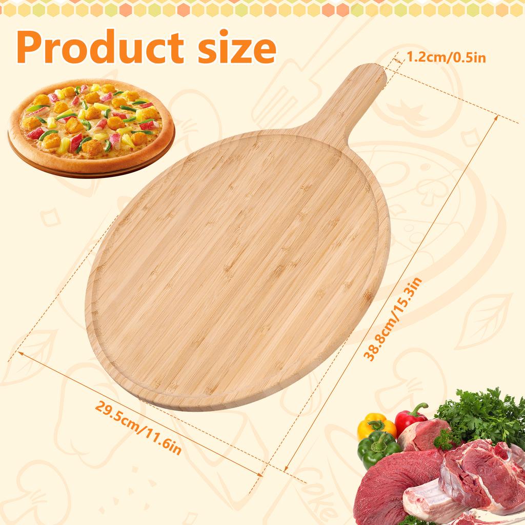 Bamboo Pizza Peel Large Wooden Pizza Spatula Paddle Pizza Cutting Board with Comfy Handle for Baking Cutting Bread Fruit