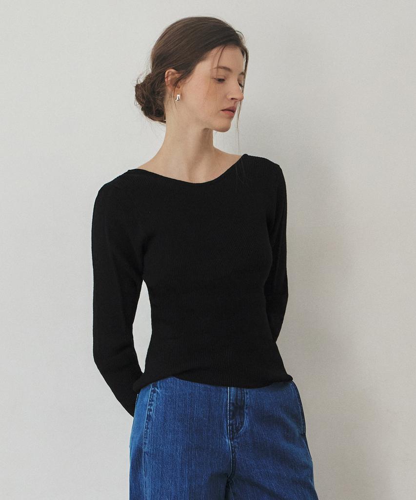 ARTID Minimal Scoop Neck Knit_Black