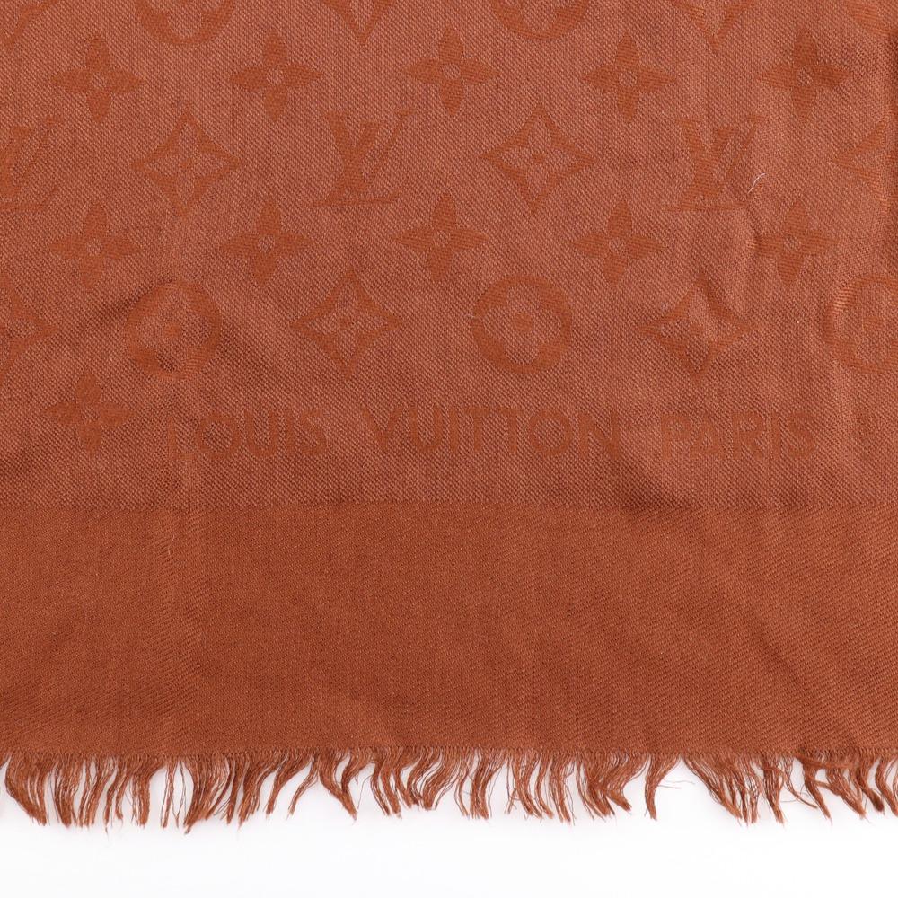 LOUIS VUITTON Monogram Stall Brown silk/wool Women Used