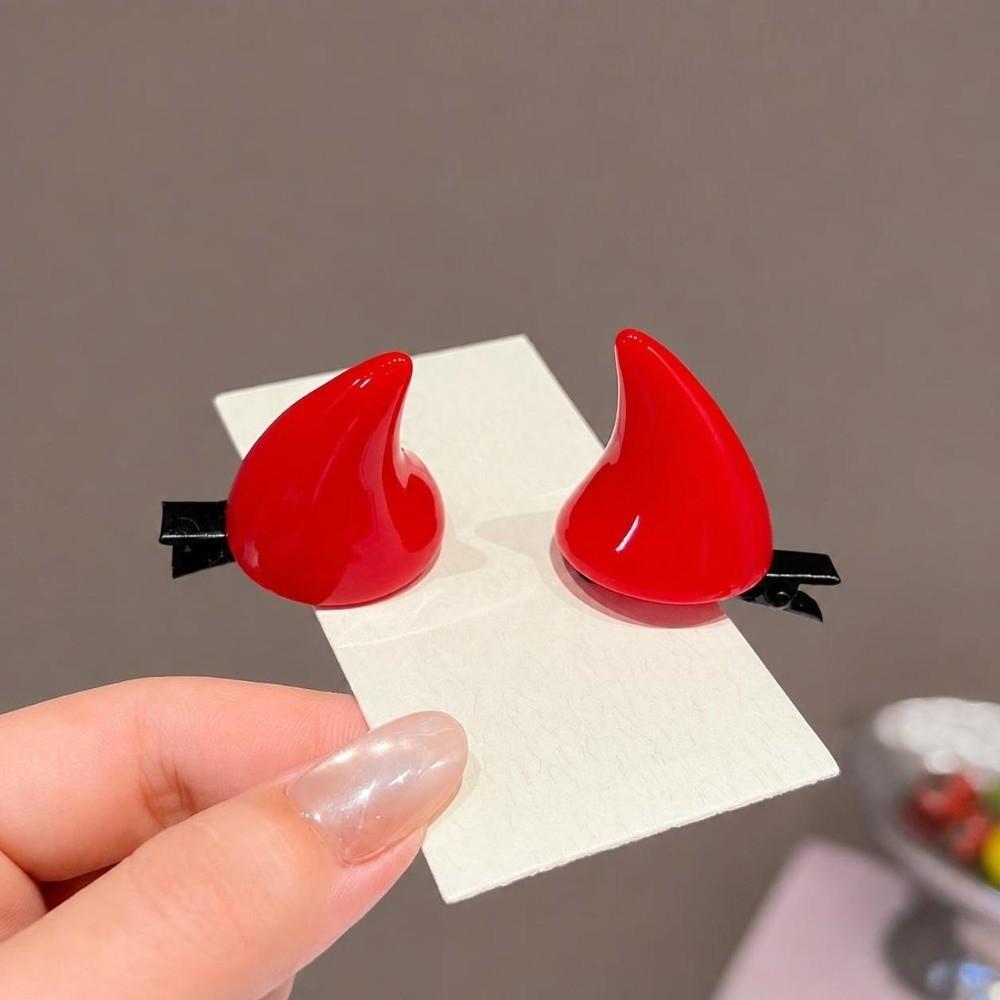 2Pcs Solid Color Devil Horn Hair Clips OX Horn Shape Duckbill Hair Clips New Hair Barrettes Women