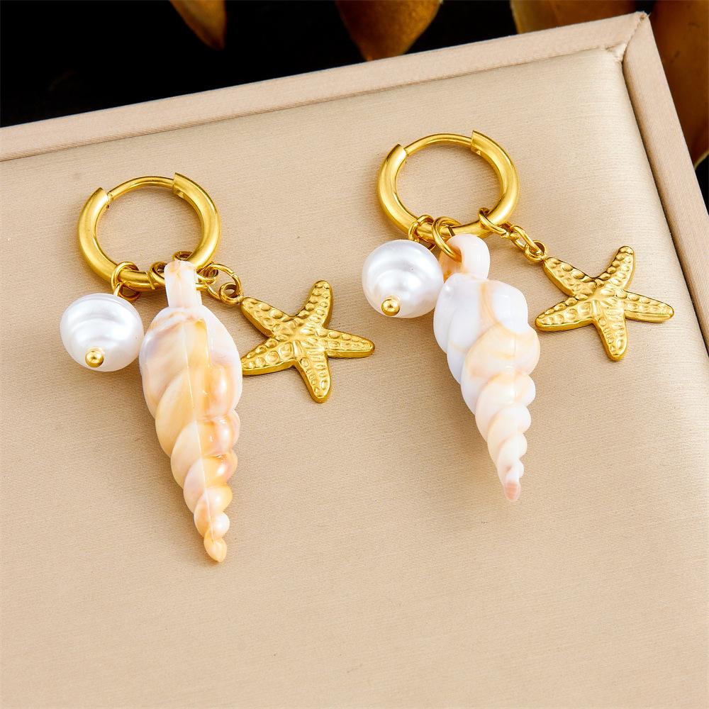 [Fashion Personality Trendy Multi Element Sea Shell Drip Oil Fruit Butterfly Pendant Earrings]