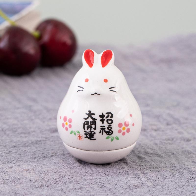 Ceramic Maneki Neko Home Decor Lucky Cat Tumbler Feng Shui Ceramic Fortune Cat Statue Room Decor Accessories Office Decoration