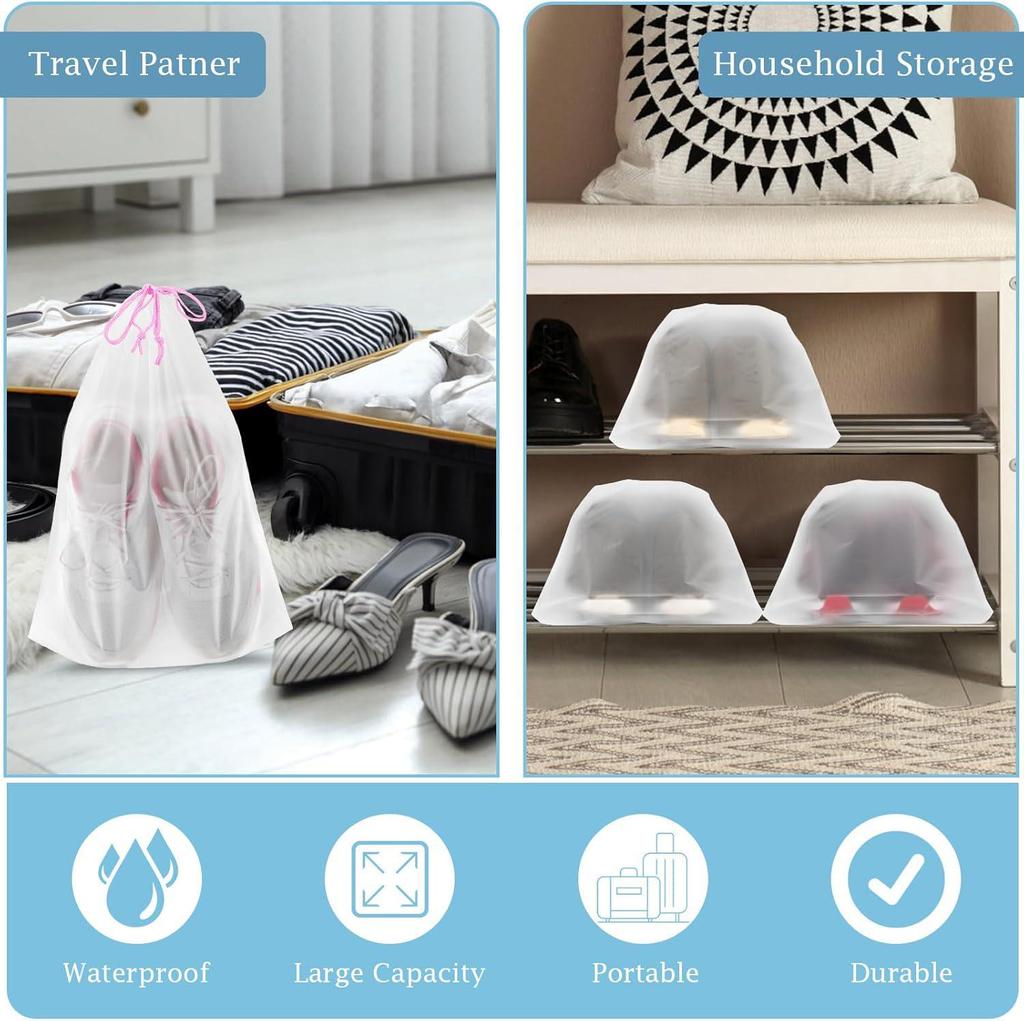 Waterproof Transparent Drawstring Shoe Bag for Travel