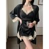 Pajamas Women's Summer Ice Silk Nightgown Two-piece Set High-end New Pure Desire Sexy Loungewear Spring and Autumn