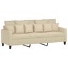 Vidaxl 3-Seater Sofa, Cream, 180 Cm, Upholstered In Fabric