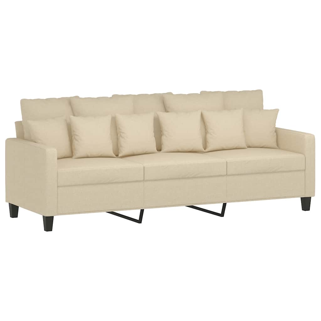 Vidaxl 3-Seater Sofa, Cream, 180 Cm, Upholstered In Fabric