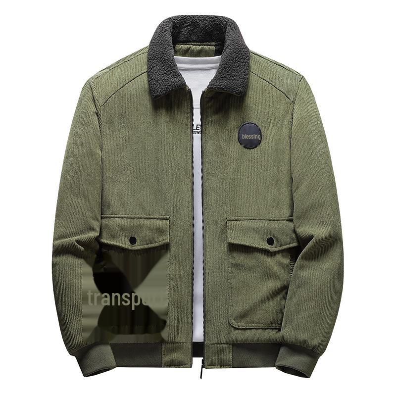 Men's Winter Corduroy Cotton Coat: Warm, Youthful, Plus Velvet Thick Jacket