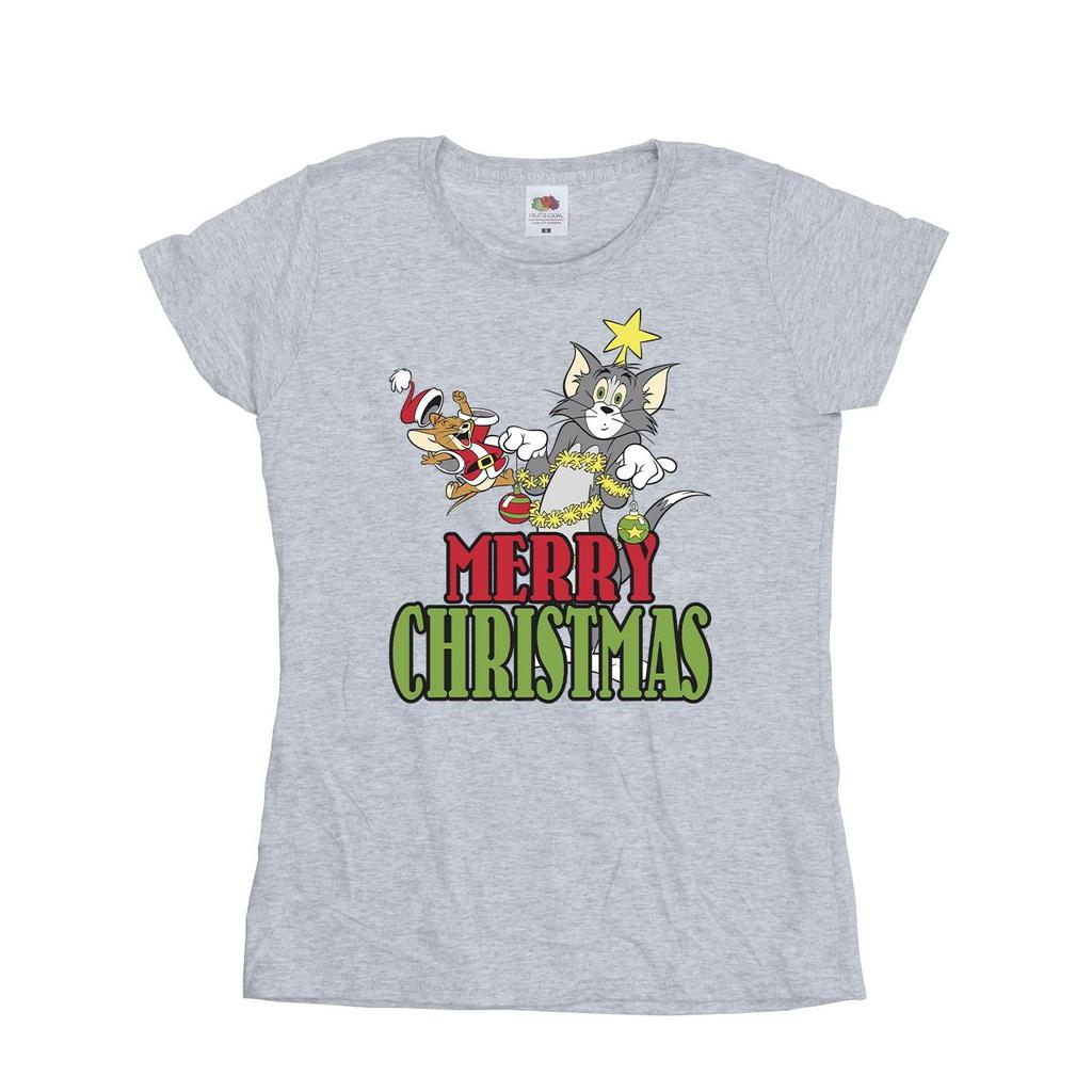 Tom And Jerry Womens/Ladies Merry Christmas Baubles Cotton T-Shirt