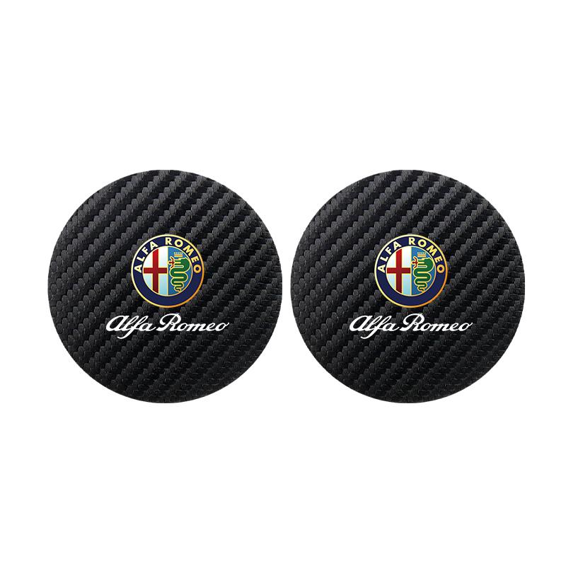 2Pcs Car Logo Water Cup Trough Mat Non-slip Pad Accessories For Alfa Romeo Giulietta Mito 159 Giulia Stelvio 156 147 BreraOY5