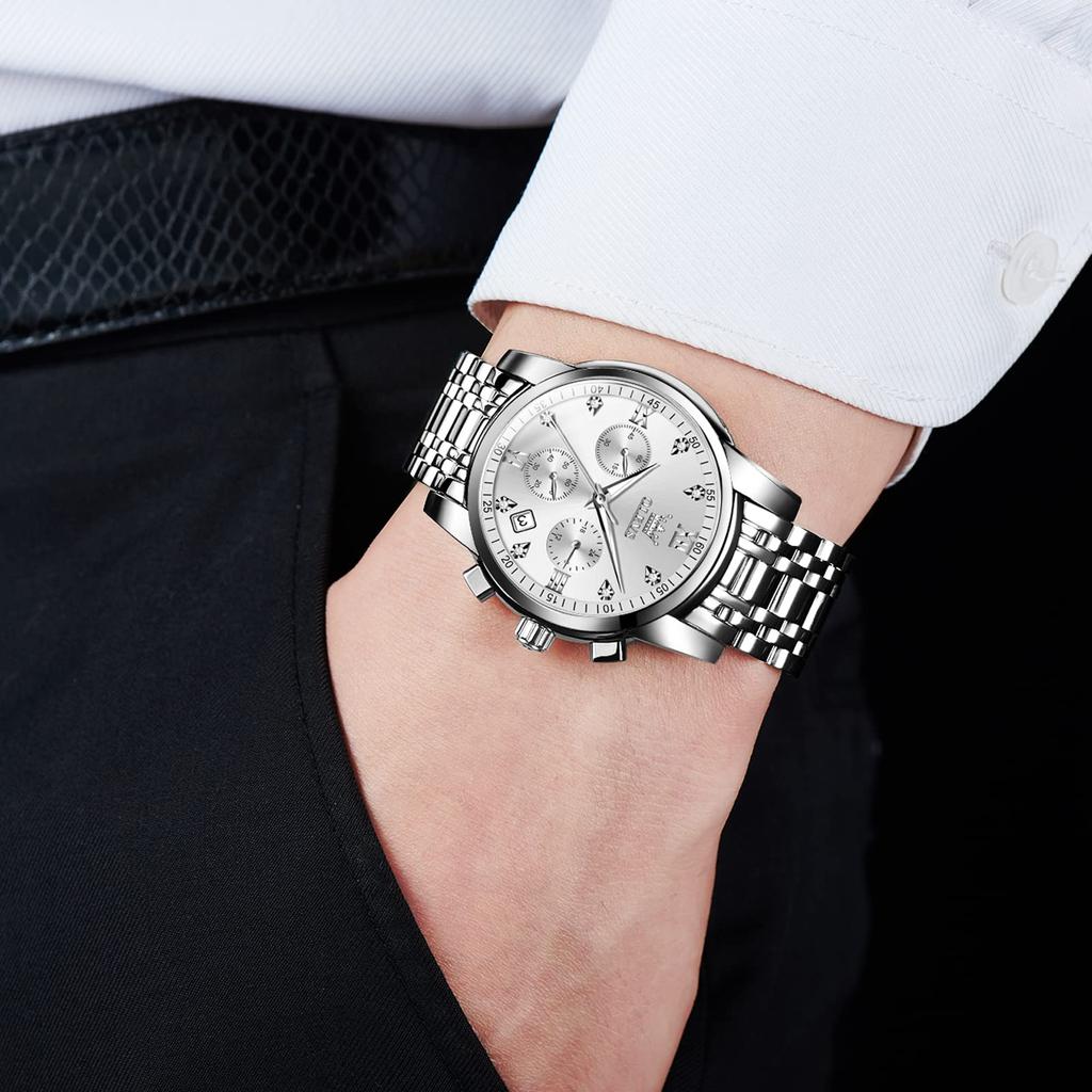 Olevs Fashionable Watches for Men Popular Arm Watches Waterproof Analog Business Adjustable Watches Quartz Sports Fashion Watches Chronograph Watches