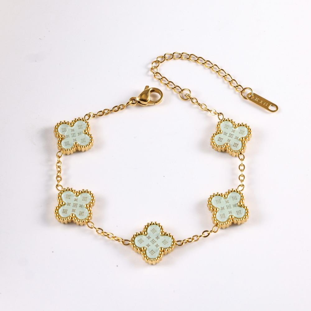 Bracelet Trèfle à Quatre Feuilles 13mm Bracelet Classique Cinq Fleurs Inaltérable