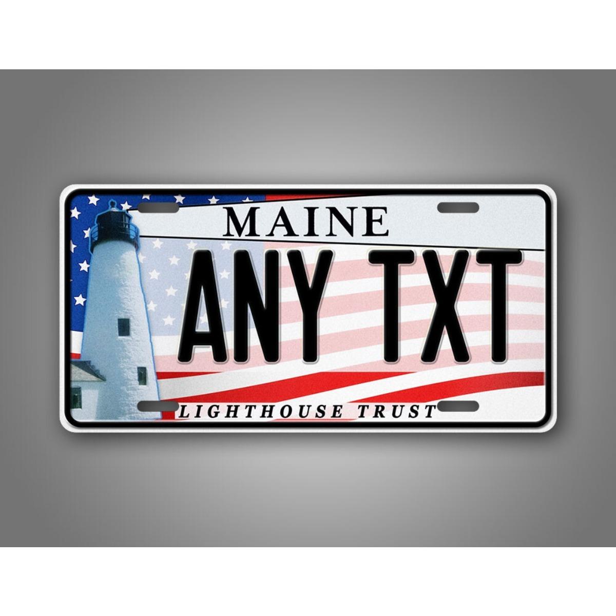 

6x12 Inch Custom Aluminum License Plate, Personalized Text Maine Lighthouse Design, Metal Tin Sign for Vehicle, Wall Decor