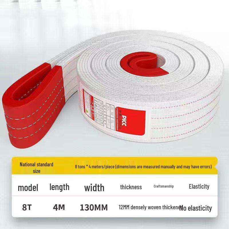 Národní zesílený bílý plochý popruh pro jeřáb a odtah - Zdvihací lano pro průmyslové zvedání