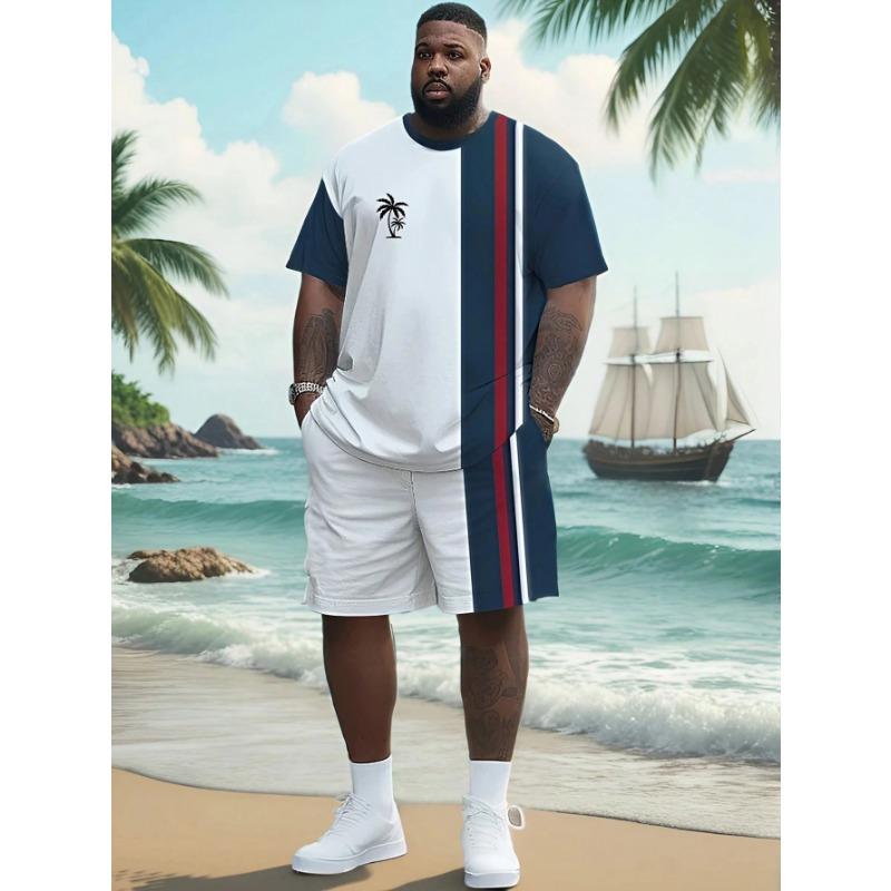 Summer Men's Sportswear Short Sleeve T-shirt Suit Two-piece Outdoor Travel Clothing Oversized Man Shorts Training Clothes