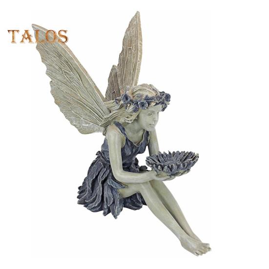 Hagefugl Mater Resin Statue Utendørs Terrasse Gård Plen Frittstående Eventyr Trehus Dyreskulptur Ornament Fuglebad Skål Vanning Fôring