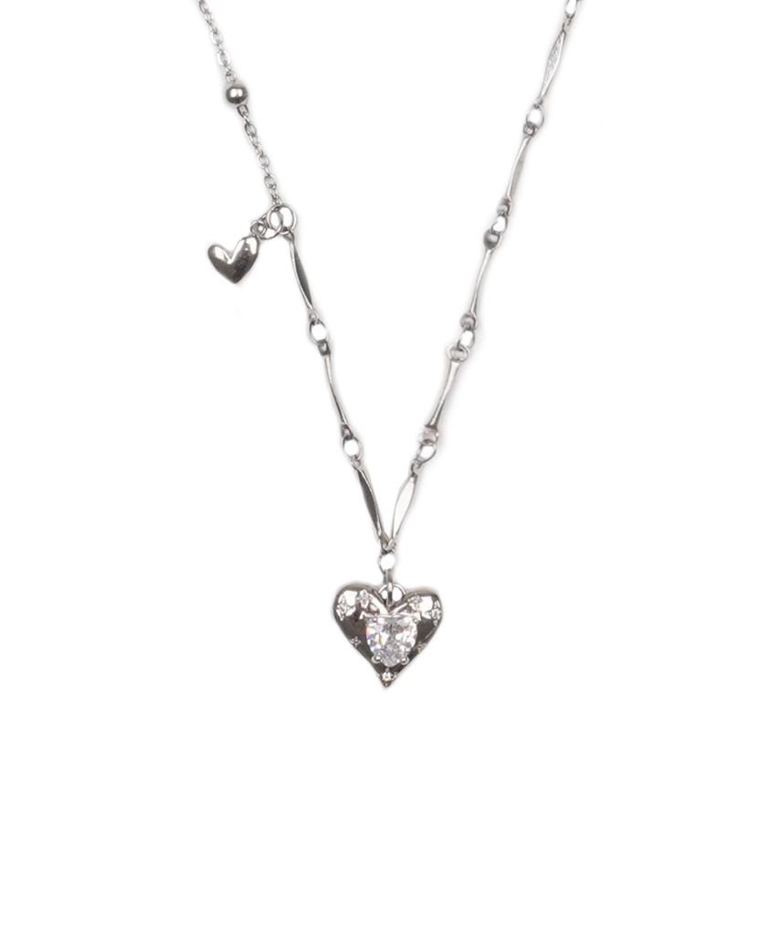 High School Disco Heart Cubic Mix Chain Necklace