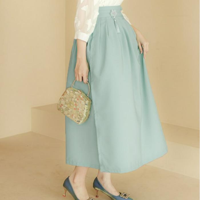 

Fusion Garment Top with Butterfly Jeogori Featuring Special Traditional Hanbok Design Skirt.-free size