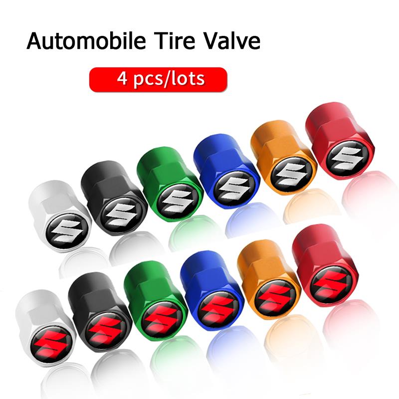 4Pcs Car Accessories Wheel Tire Valve Caps Stem Cover For Suzuki Swift SX4 Jimny Ignis Alto Samurai Baleno Grand Vitara GSXR