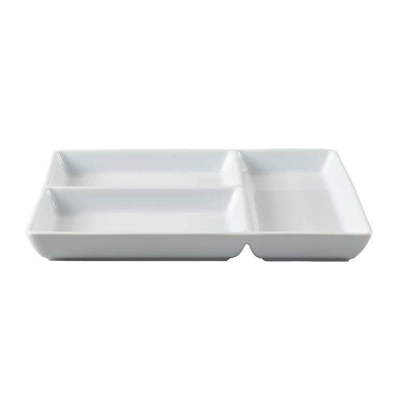 White Porcelain Divided Tray Microwave and Dishwasher Safe Rectangular Serving Platter Oven Safe Fruits Vegetables Meats Cheese