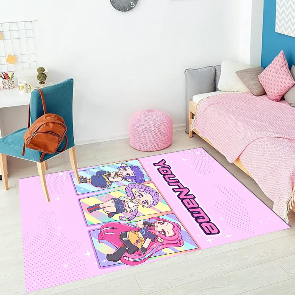 Meninas Caçadoras de Demônios (8) Personalize seu tapete com nome, almofada para cadeira de escritório, presente para quarto de casa, sala de estar.