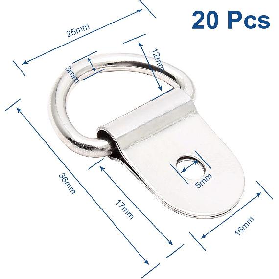 Stainless Steel D Shape Tie Down Anchors, D Rings Anchor Lashing Rings for Car Truck Trailer Cargo Boats RV, 20pcs