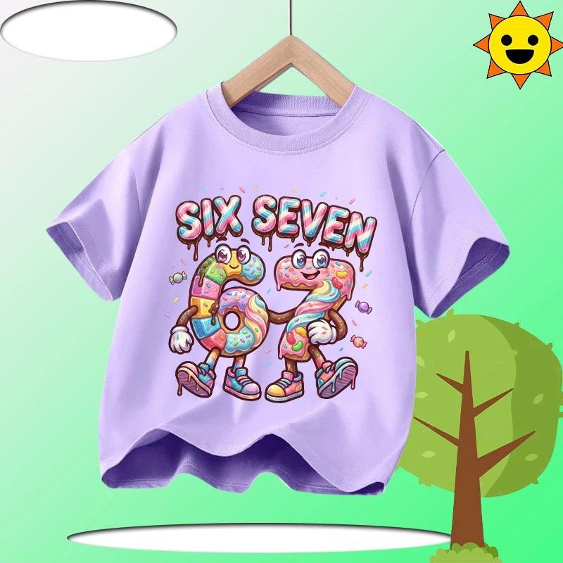 Summer 67 Six Seven Cool Funny Printed T-shirt Kids T-Shirts Fashion Oys Girls Cotton Tee Italian 67 Casual Children Clothes Top