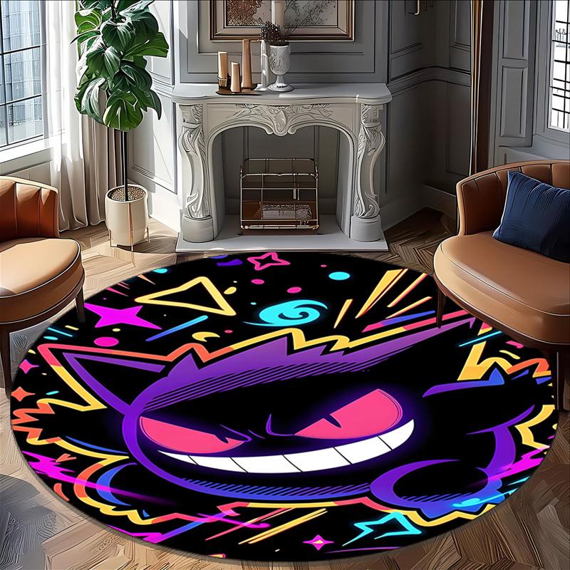 1pc Gengar2 Print Round Carpet Chair Round Carpet Suitable for Bedroom Living Room Home Decorative Carpet