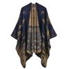 Women's scarf shawl creative new fashion imitation cashmere jacquard split fork thickened large cape air conditioner warm shawl
