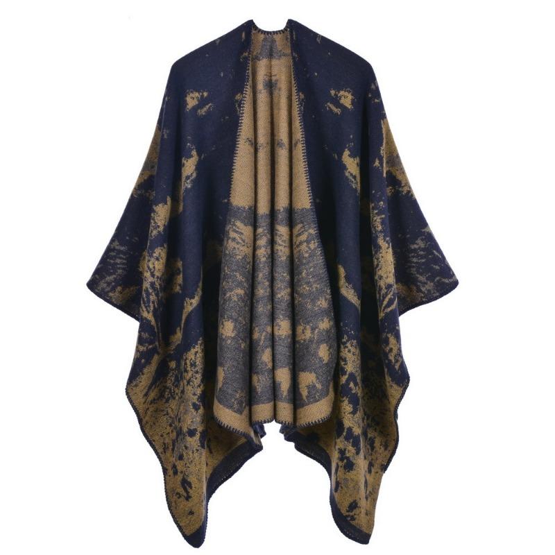 Women's scarf shawl creative new fashion imitation cashmere jacquard split fork thickened large cape air conditioner warm shawl