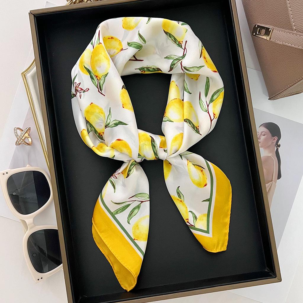 Luxury Print Square Silk Scarfs For Women Decorate Neck Ties Fashion 70*70Cm Kerchief Lady Summer Beach Hijab Female Neckerchief