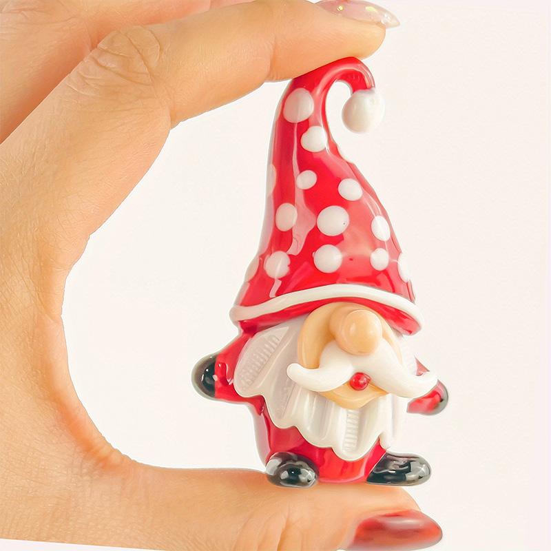 1PC Cartoon Image Handcrafted Fairy Garden Exquisite Glass Cute Christmas Tree Ornament Mini Santa Claus Figurines Desk Ornaments