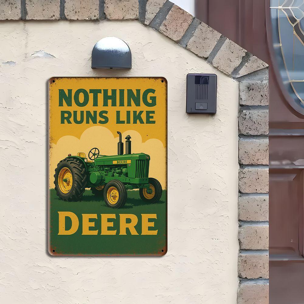 "Nothing Runs Like Deere" Tractor Sign - 19.81x29.97cm Vintage Metal Decor for Farmhouse & Garage